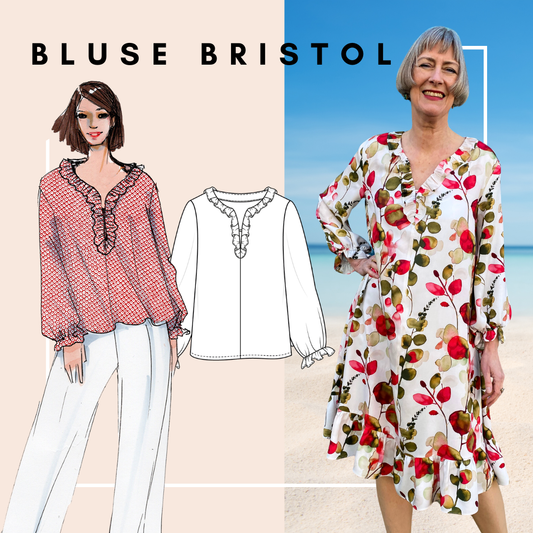 Rüschenbluse Bristol - Schnittmuster mit Patternhack zum Sommerkleid