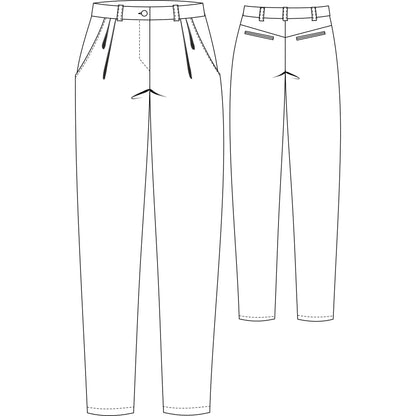 Technische Zeichnung einer Hose mit hohem Bund